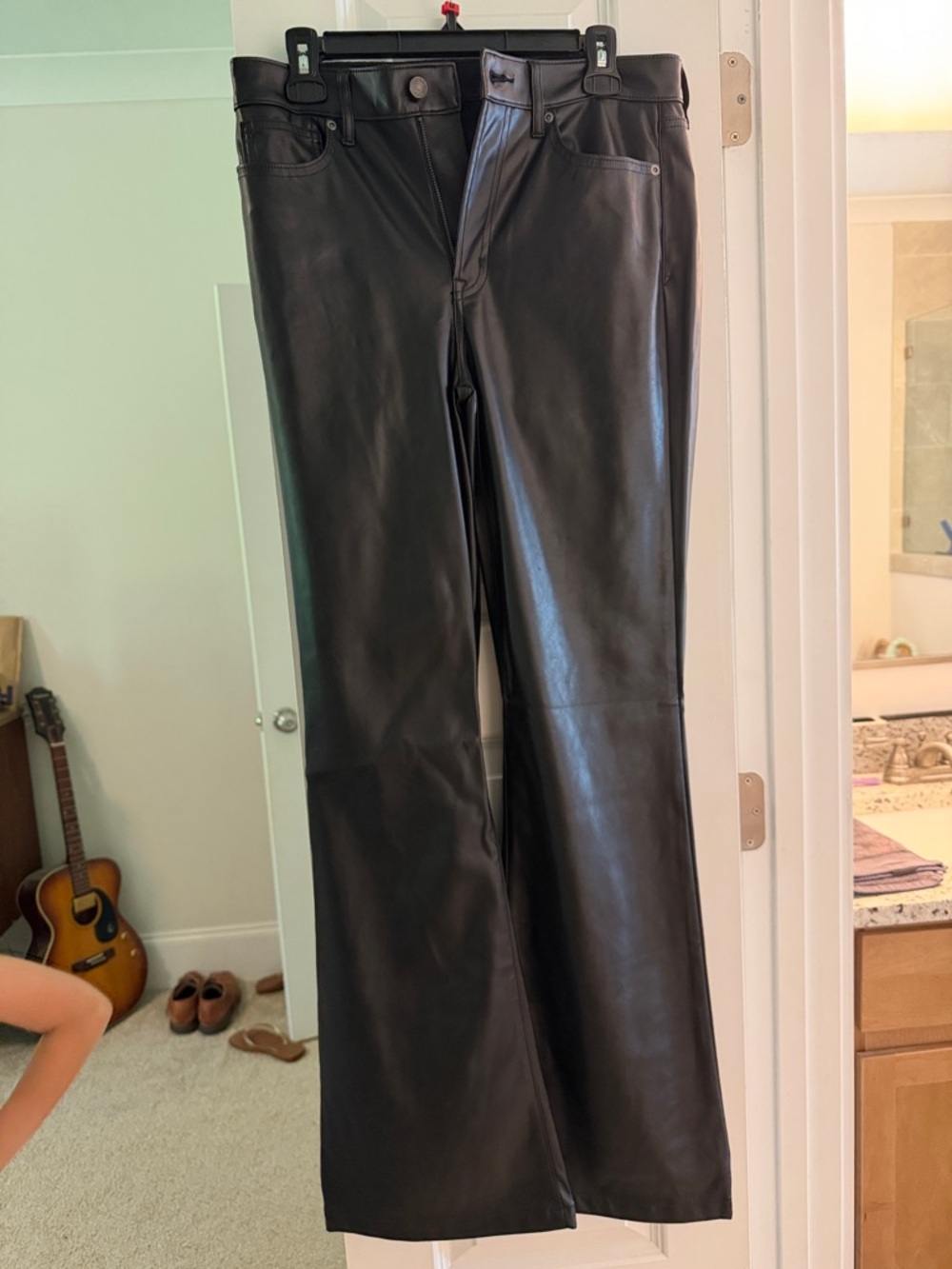 GAP Black Faux Leather Wide-Leg Pants